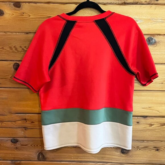 Anne Klein Womens Red Striped Short Sleeve Jewel Neck Top Small - Picture 2 of 7